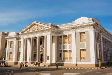 Cienfuegos, Cuba - December 7, 2017: Students in front of the San Lorenzo college in Cienfuegosのeditorial素材