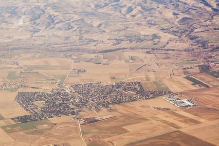 Vista dall'aereo di un villaggio vicino Madrid