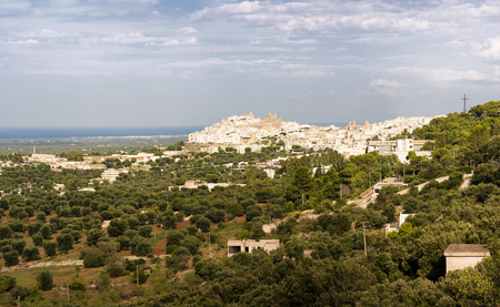 Skyline of Ostuni, the white city of Pugliaの写真素材