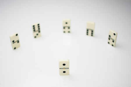 Leadership concept with domino tiles in circleの写真素材