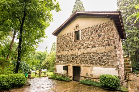 Facade of the building built to protect the ancient Church of Boyana in Sofia, UNESCO site in...