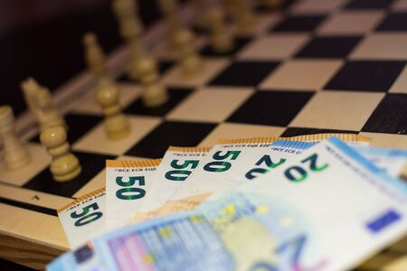 the chessboard ready to start the game and stake on one side.の写真素材