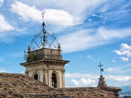 Bell tower and bells of the church of Pennapiedimonte in Abruzzo (Italy)の写真素材