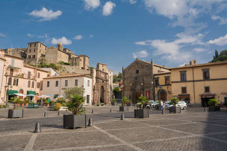 Bolsena, Italy - 20 September 2020: Semi-deserted square of Bolsena on a Sunday in Septemberのeditorial素材