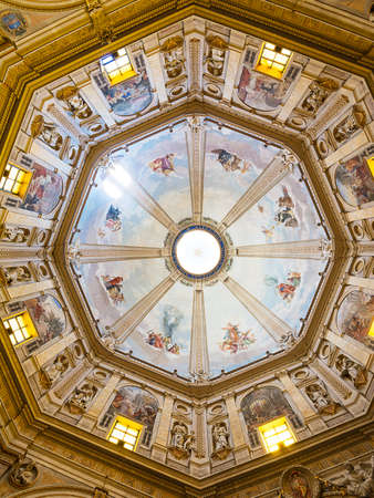 Interior of the great dome of the Basilica of Santa Margherita di Montefiascone (Italy)のeditorial素材