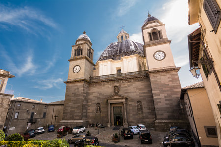Montefiascone, Italy - 19 Semptember 2020: Facade of the Basilica of Santa Margherita in Montefiascone (Italy)のeditorial素材