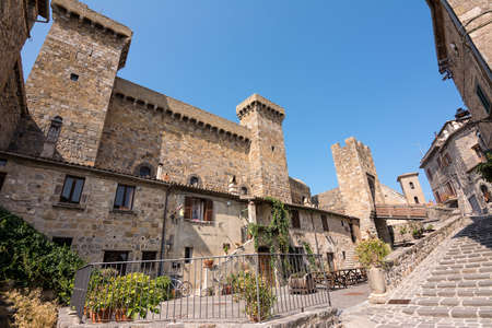 Entrance bridge to the monaldeschi fortress of cervara in Bolsena, Lazio, Italyのeditorial素材
