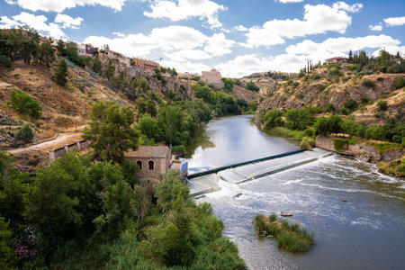 Tagus river on the outskirts of Toledo, Spainの写真素材