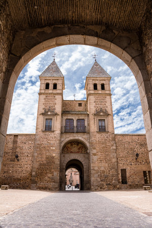 Toledo, Spain - June 21, 2022: Interior of the Bisagra Gate, entrance to the city of Toledo through the old city wallsのeditorial素材