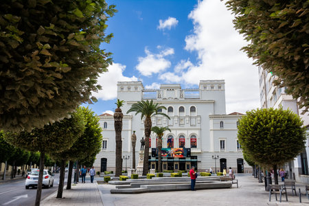 Badajoz, Spain - 24 June 2022: Theater LÃ³pez de Ayala by day in the square of Badajozのeditorial素材