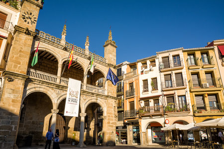 Plasencia, Spain - 25 June 2022: City Hall building in the historic center of Plasencia, Spainのeditorial素材