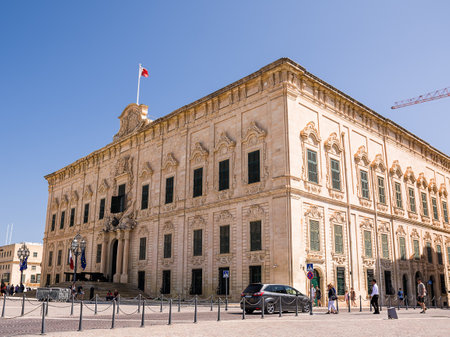 Valletta, Malta - 17 June 2023: Auberge de Castille now the residence of the Prime Minister in the center of Valletta, Maltaのeditorial素材
