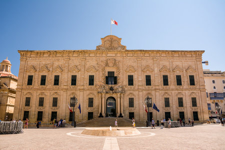 Valletta, Malta - 17 June 2023: Auberge de Castille now the residence of the Prime Minister in the center of Valletta, Maltaのeditorial素材