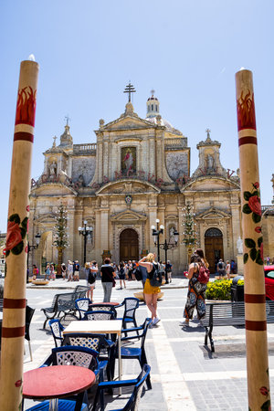 Rabat, Malta - 20 June, 2023: Facade of St. Paul's Collegiate Church in Rabat, Maltaのeditorial素材