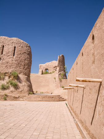 Detail of the Kyzyl Kala sand castle in the Uzbek desert