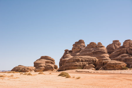 Sandstone formation at a site in Saudi Arabiaの写真素材