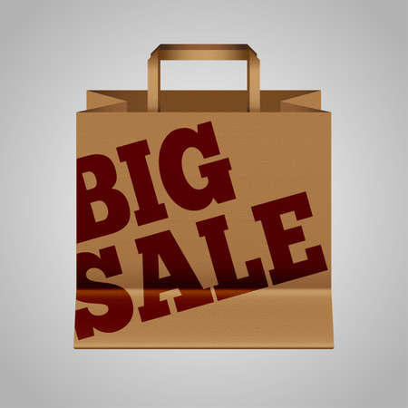 Textured blank paper bag with big sale logoのイラスト素材