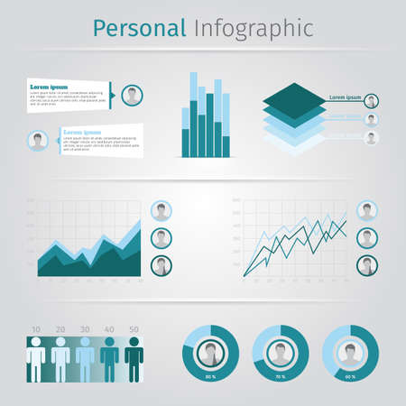 Personal infographic in blue colorsのイラスト素材