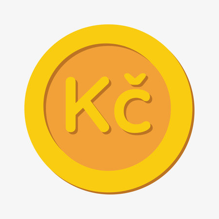 Czech crown coin, czech currency vector iconのイラスト素材