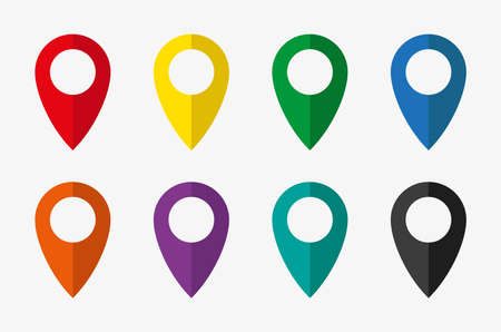 A vector icons of geolocation in eight colors