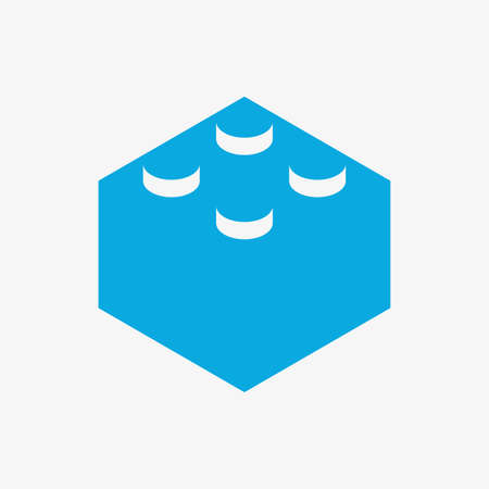A blue vector icon of toy building blockのイラスト素材