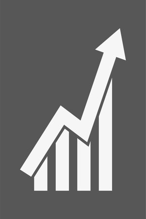 White vector growth graph on dark gray background.のイラスト素材