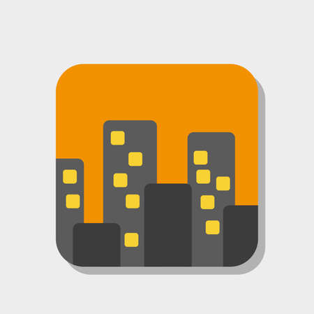 Vector icon of the city during sunsetのイラスト素材