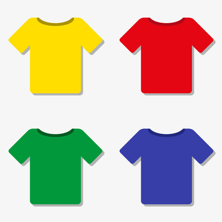 Vector illustration of tshirts in different colorsのイラスト素材