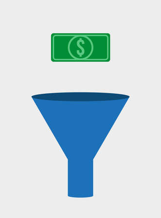 Blue funnel and green US dollar banknoteのイラスト素材