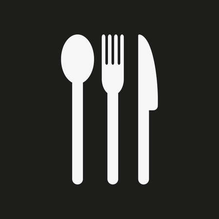 White vector icon of cutlery on black background.のイラスト素材