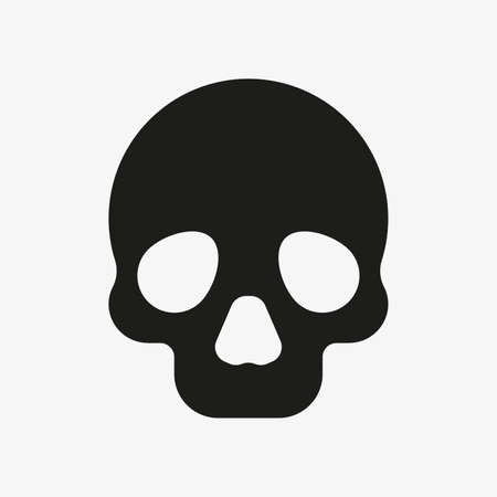 Black vector icon of a skull n white background