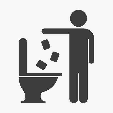 Vector icon throwing toilet paper in the toiletのイラスト素材
