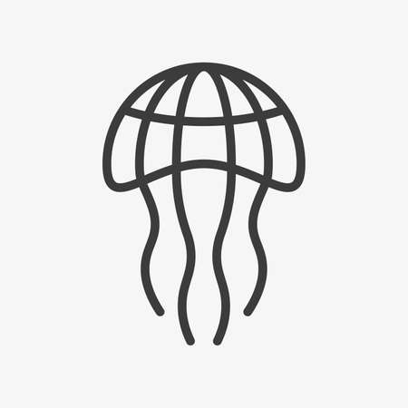 Line vector icon of jellyfish on white backgroundのイラスト素材