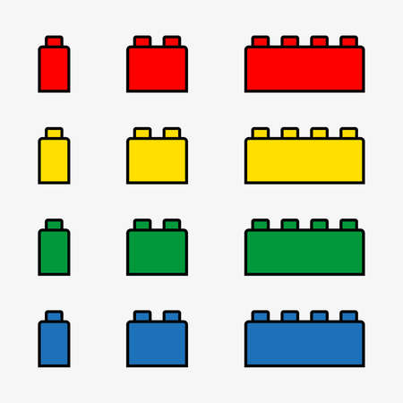 2D outline vector toy building block setのイラスト素材