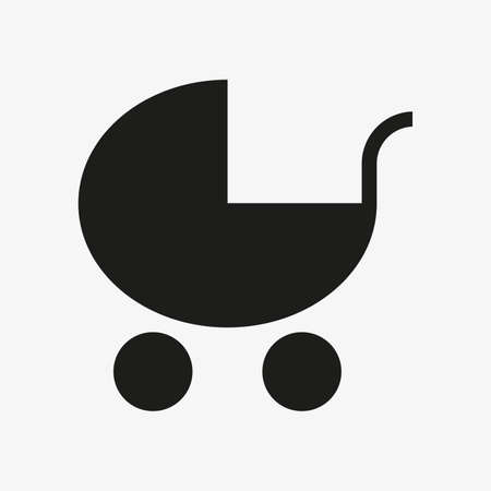 Pram vector icon. Simple baby pram symbolのイラスト素材