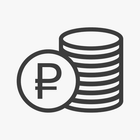 Ruble icon. Pile of coins Russian currency symbolのイラスト素材