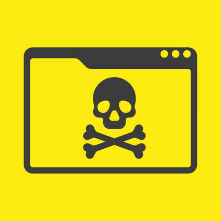 Malware in browser window. PC virus vector iconのイラスト素材