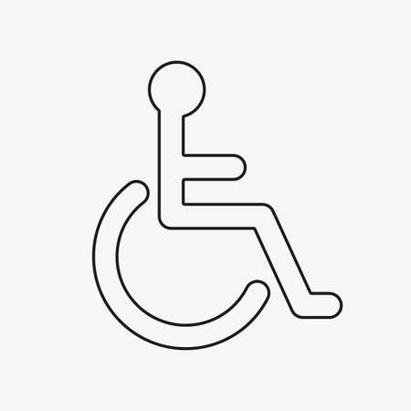 Wheelchair vector line icon. Disabled person signのイラスト素材