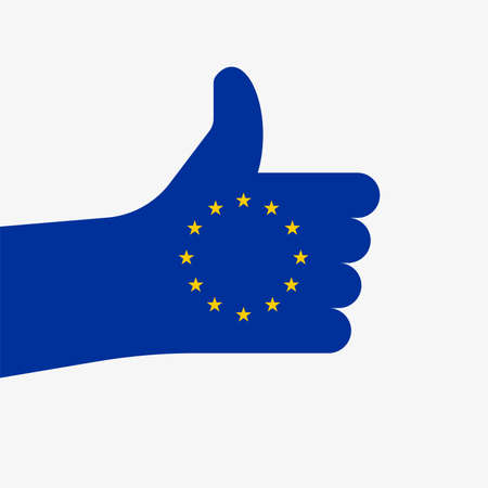 European union flag thumbs up vector illustrationのイラスト素材