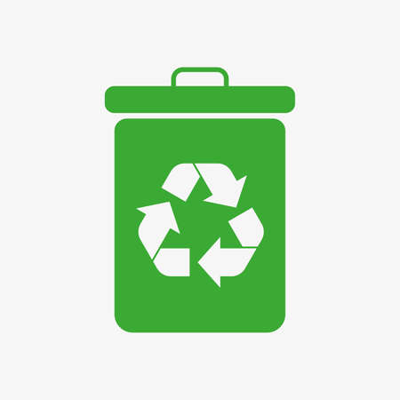 Green dustbin vector icon with recycle symbolのイラスト素材