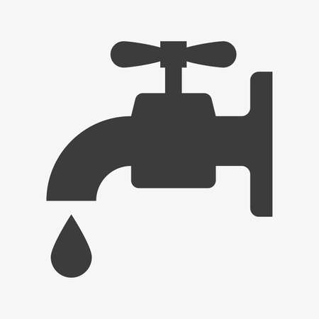 Water tap vector icon. Black sign of faucetのイラスト素材