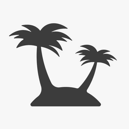 Silhouette of palm trees on island vector iconのイラスト素材
