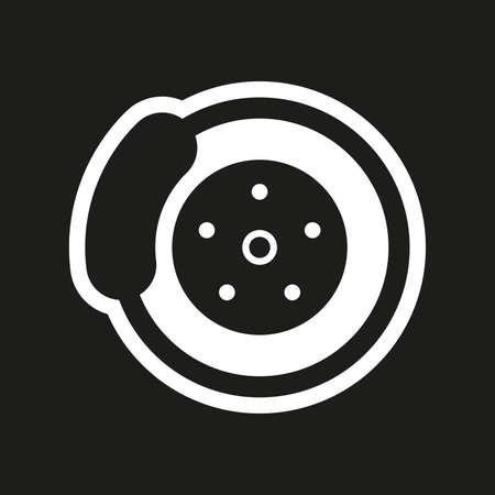 Car brake vector icon on black backgroundのイラスト素材