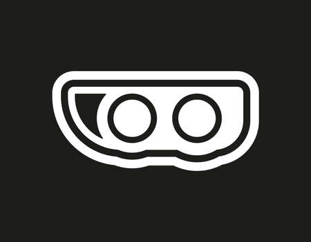 Car headlight vector icon on black backgroundのイラスト素材
