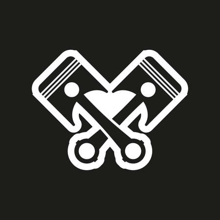 Two car pistons vector icon on black backgroundのイラスト素材
