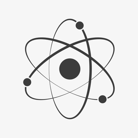 Atom vector icon white background. Nuclear energyのイラスト素材