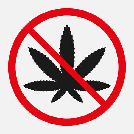 No weed sign. Marijuana not allowed vector iconのイラスト素材