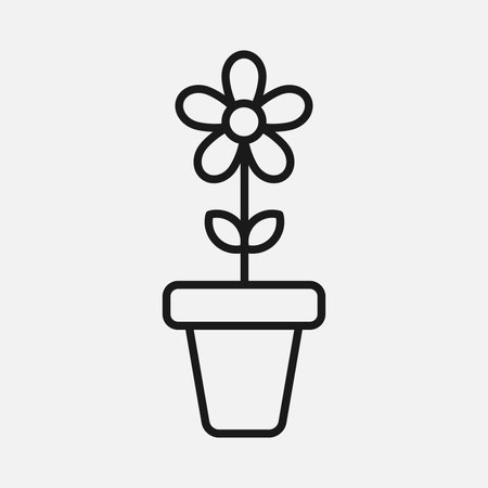 Flower in flowerpot icon on white backgroundのイラスト素材