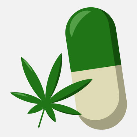 Medical marijuana. Weed leaf and capsule signのイラスト素材