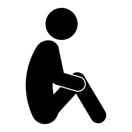 Man sitting on the ground black iconのイラスト素材